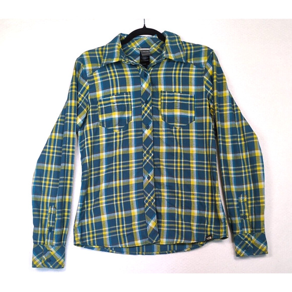 The North Face Women’s Button Up Plaid Shirt Green Blue Gorpcore Size M - Picture 1 of 8